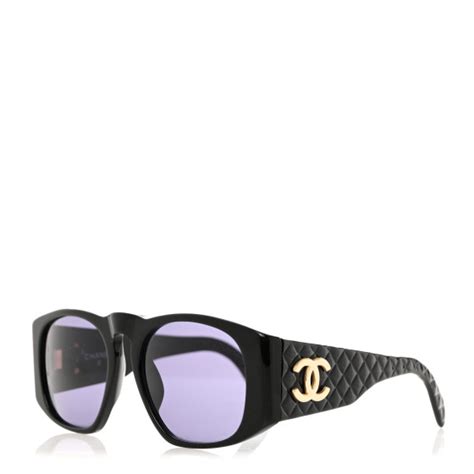 CHANEL Acetate Quilted Sunglasses 01450 Black.